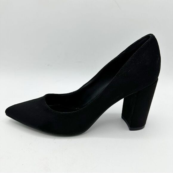 Marc Fischer LTD Black Suede Pointed Toe Chunky Heels Pumps Evening Dressy Sz 6M - Picture 1 of 11